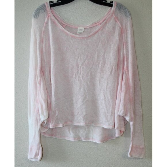 We The Free Womens Pink Sheer Pullover Oversized Linen Blend Sweater S - Picture 1 of 5